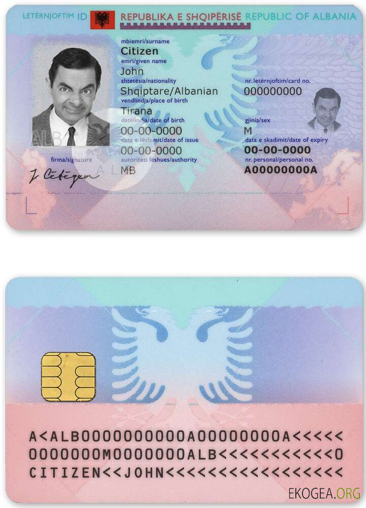 Carte d'identité Albanie